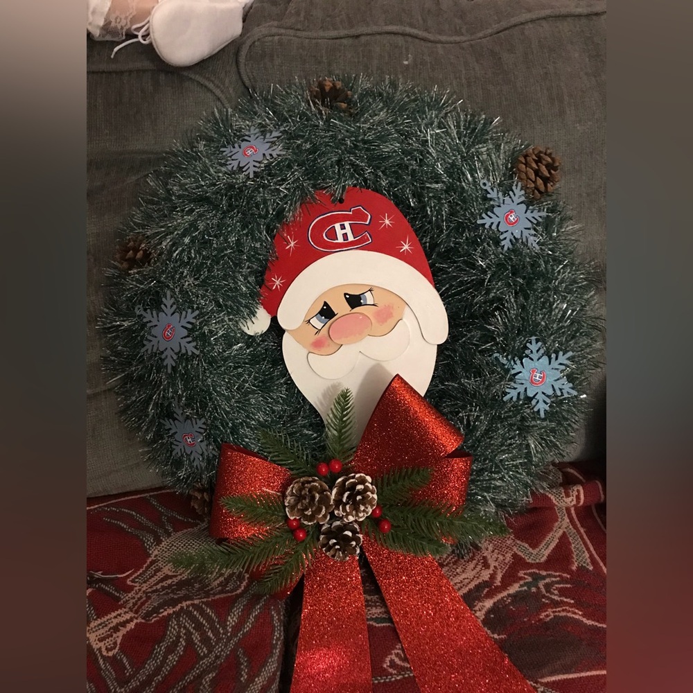 Christmas hockey wreath